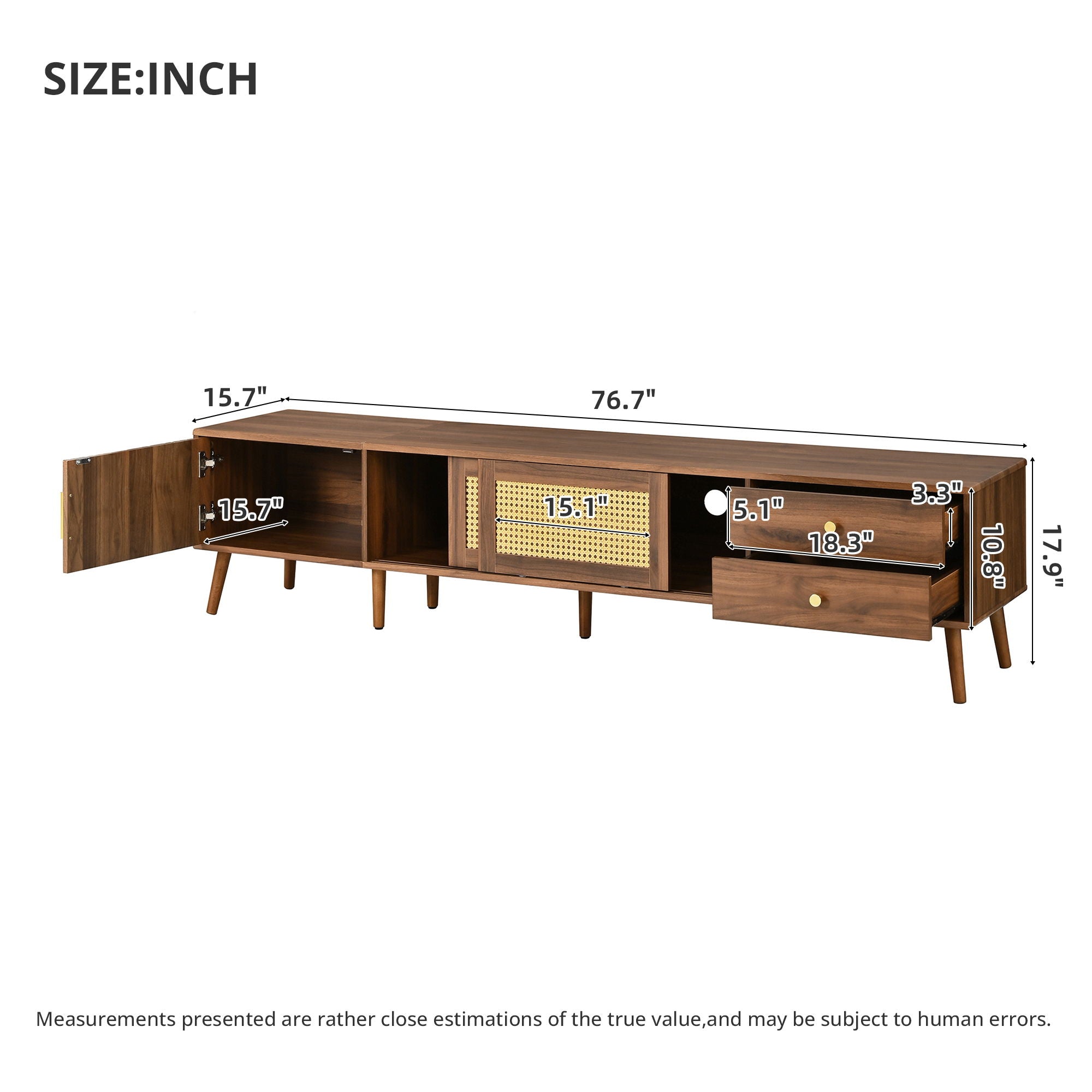 TV Stand With Storage Cabinets - Natural