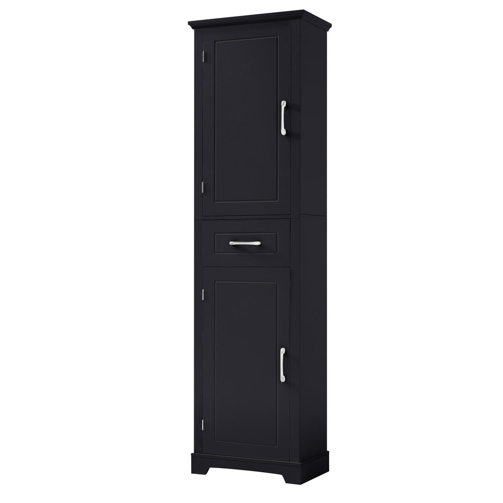 Tall Freestanding Bathroom Storage Cabinet With 2 Doors And Adjustable Shelves