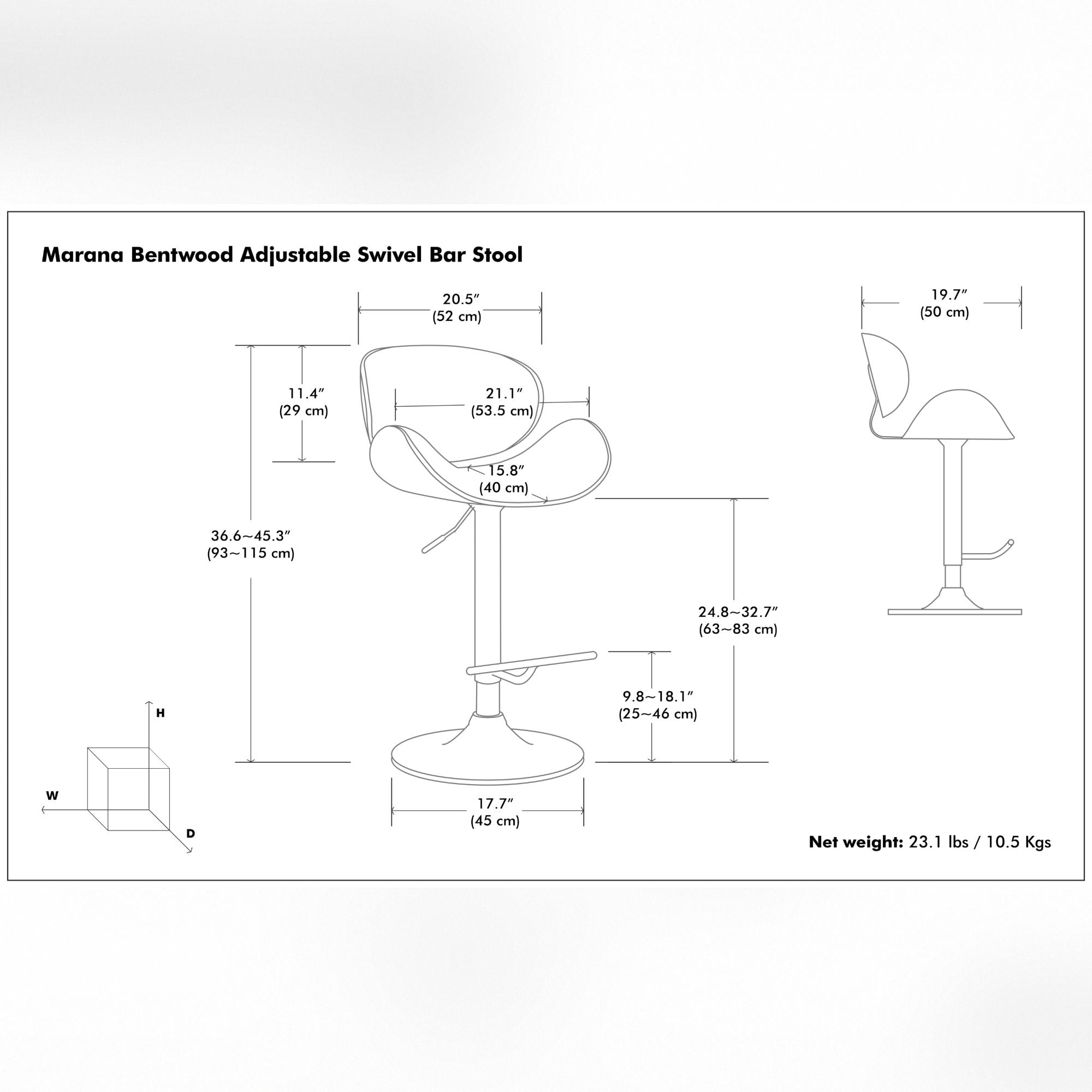 Marana - Multifunctional Handcrafted Bentwood Adjustable Swivel Bar Stool