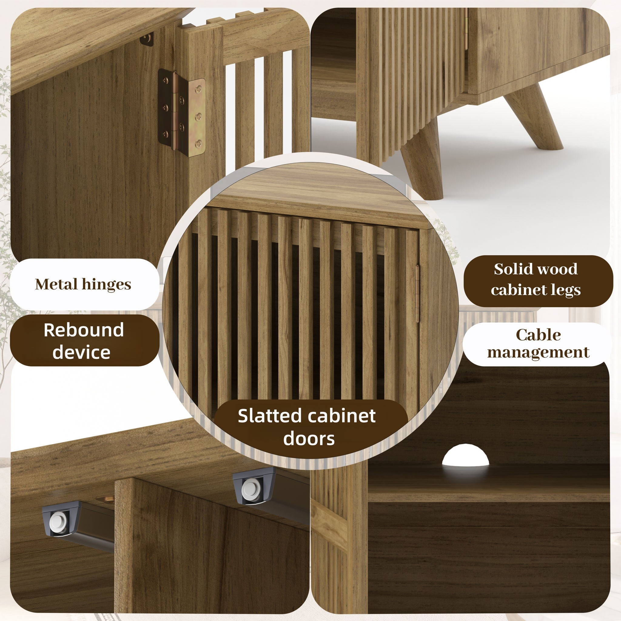 TV Stand With Adjustable Shelf - Natural