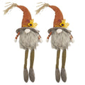 Sitting Gnome With Maple Leaf On Hat, For Holiday Harvest Festival Fall Festival & Thanksgiving Table Decorations (Set of 2) - Orange Multi