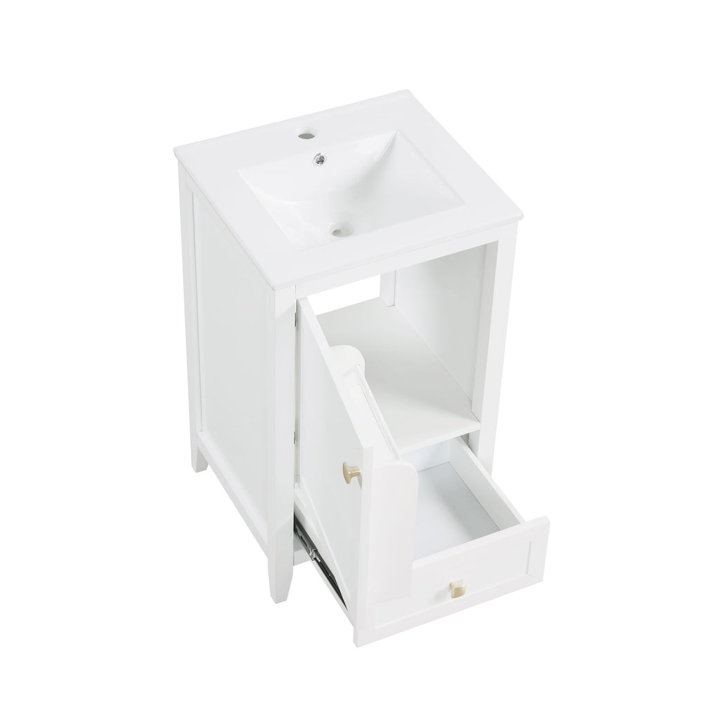 Bathroom Vanity With Sink, Soft Closing Cabinet Door, Storage Rack And Drawer