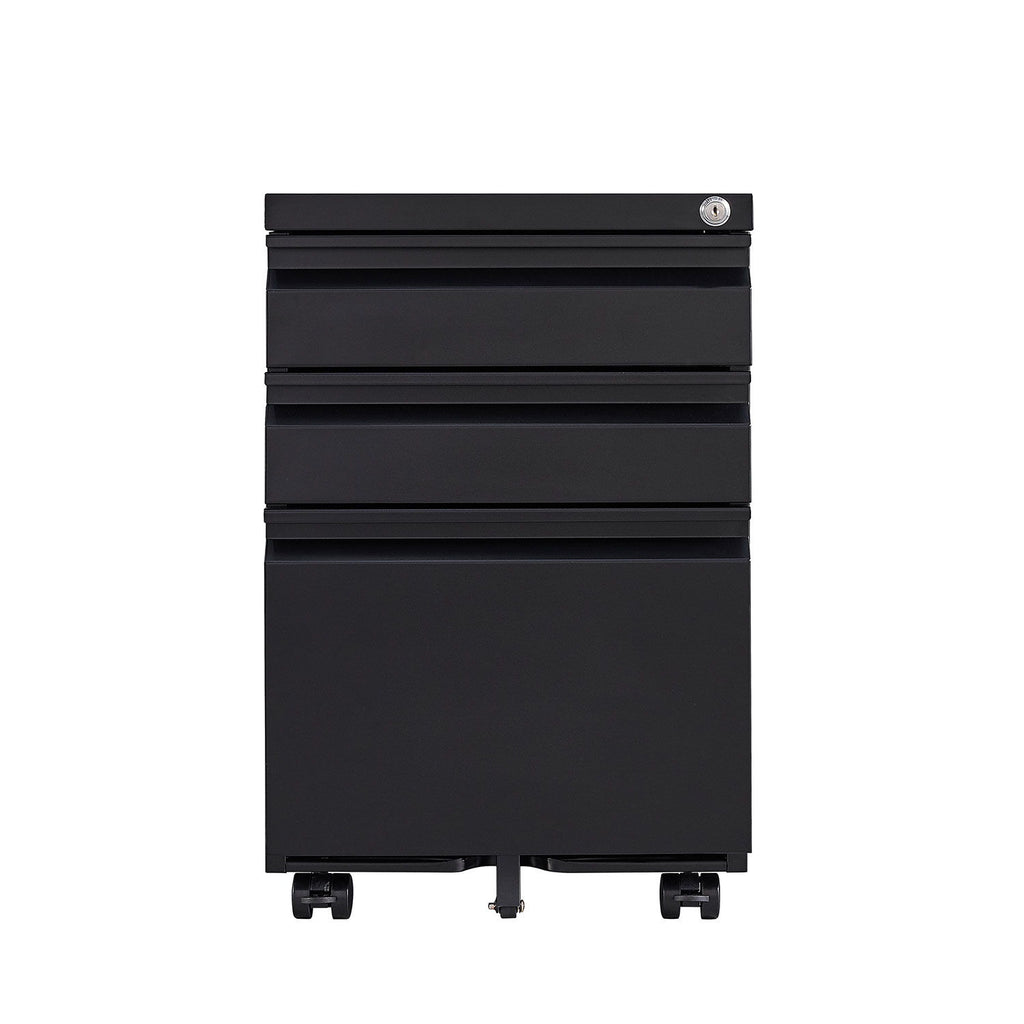 Contemporary 3 Drawer Mobile Filing Cabinet With Lock, Metal Office Storage For Legal / Letter Size