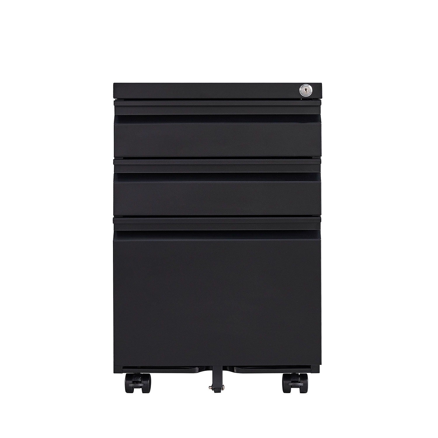 Contemporary 3 Drawer Mobile Filing Cabinet With Lock, Metal Office Storage For Legal / Letter Size