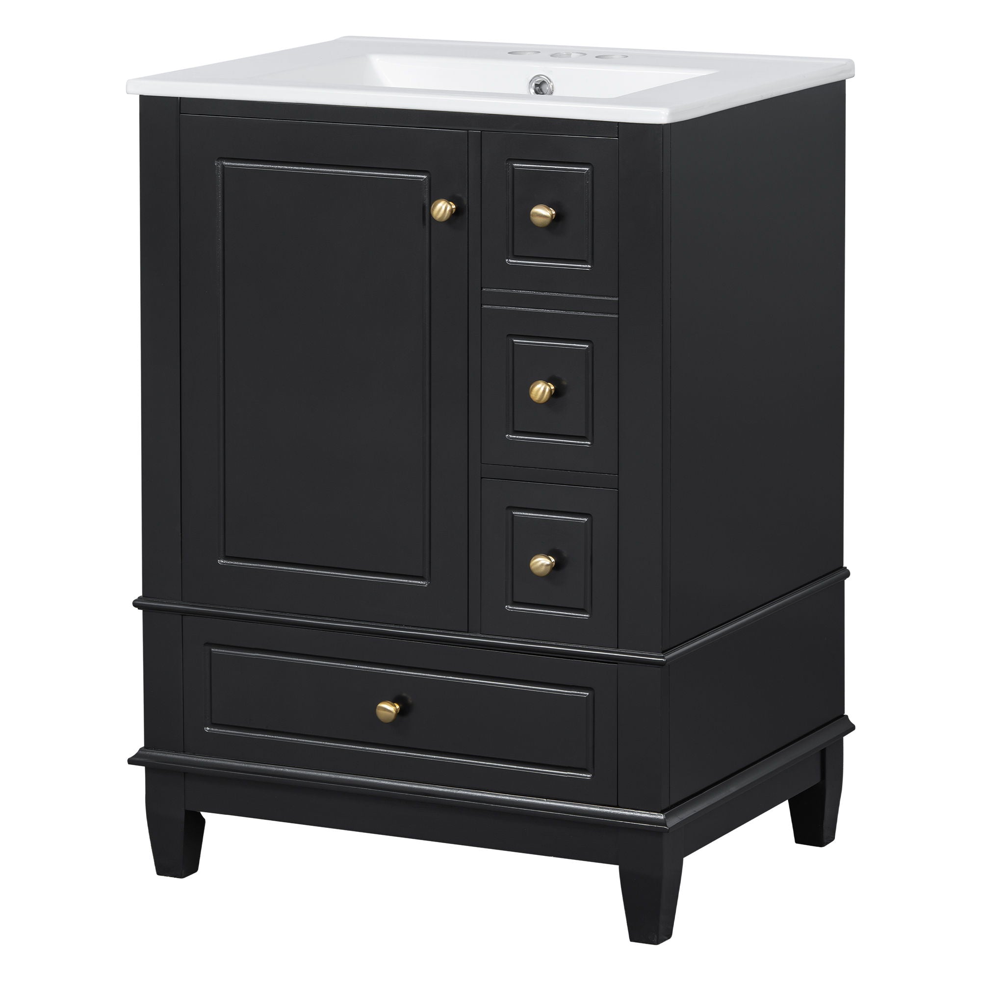 Modern Bathroom Vanity With Sink, Freestanding Cabinet With Drawers And Storage Shelves