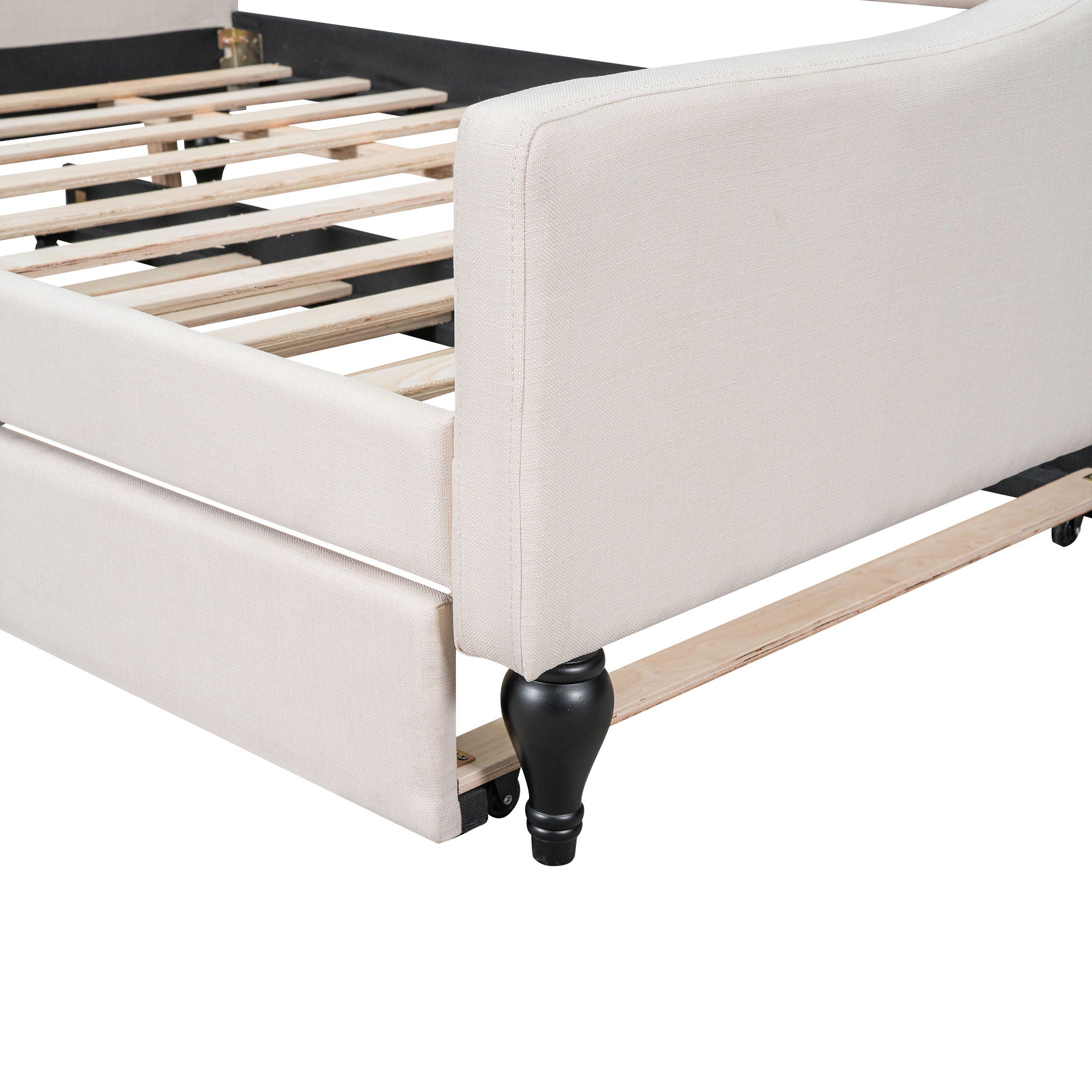 Upholstered Tufted Full Size Daybed With Twin Trundle - Beige
