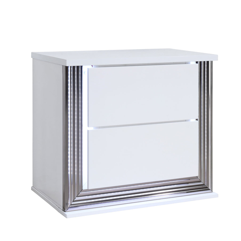 Moon - Smooth Nightstand With LED - White