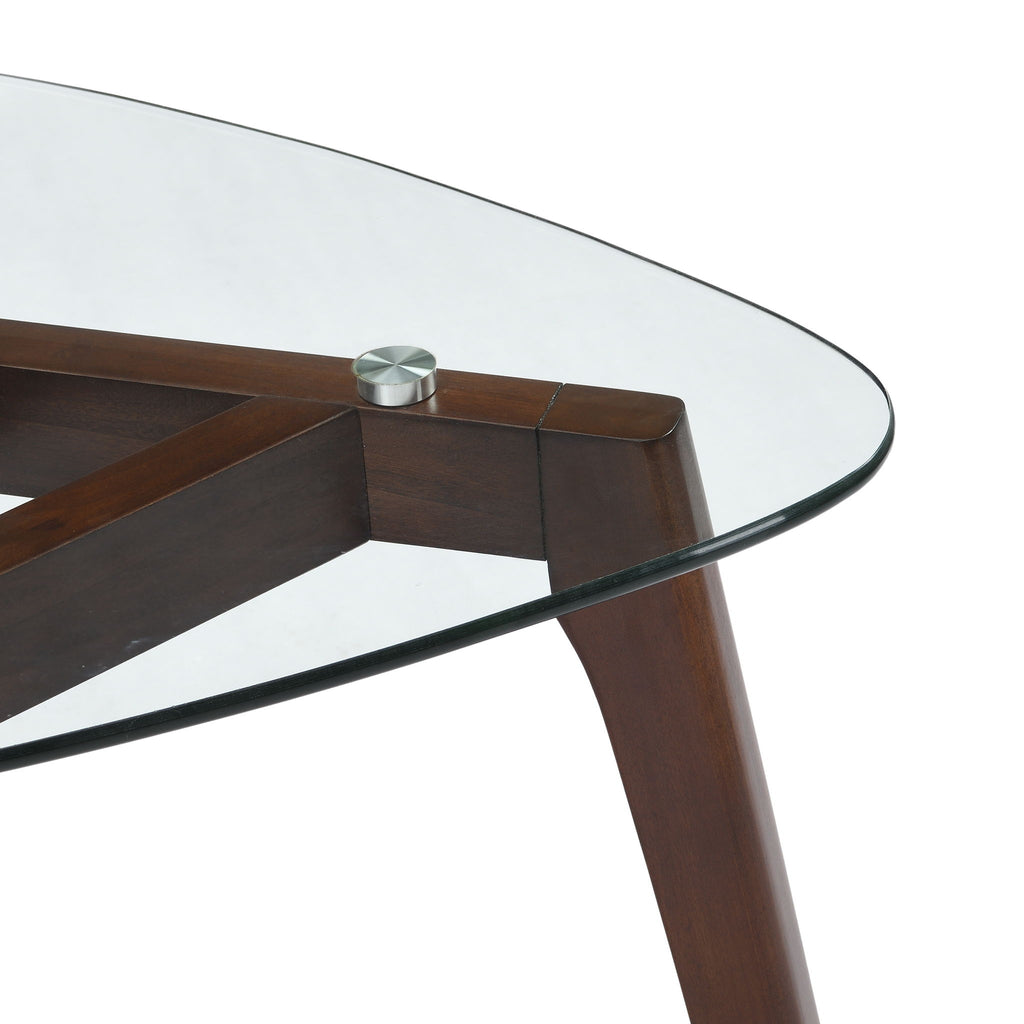 End Table With Glass Top And Solid Wood - Walnut