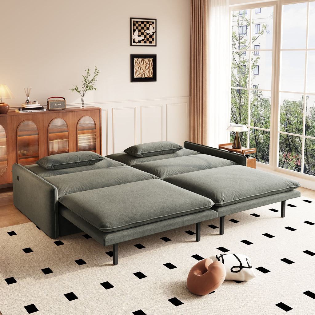 4 Seat Convertible Sleeper Sofa Bed, Modern With Storage