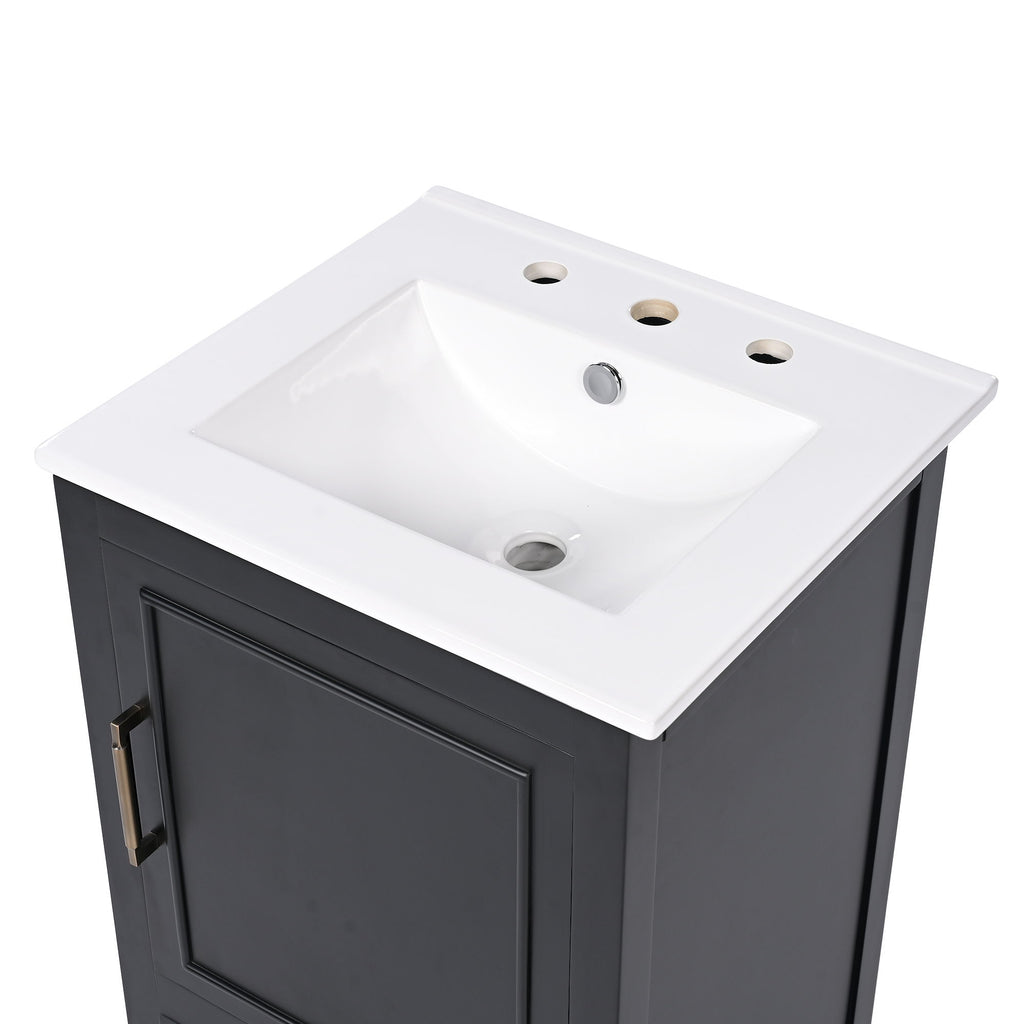 Modern Bathroom Vanity With Sink, Cabinet Storage, Drawer & Adjustable Feet