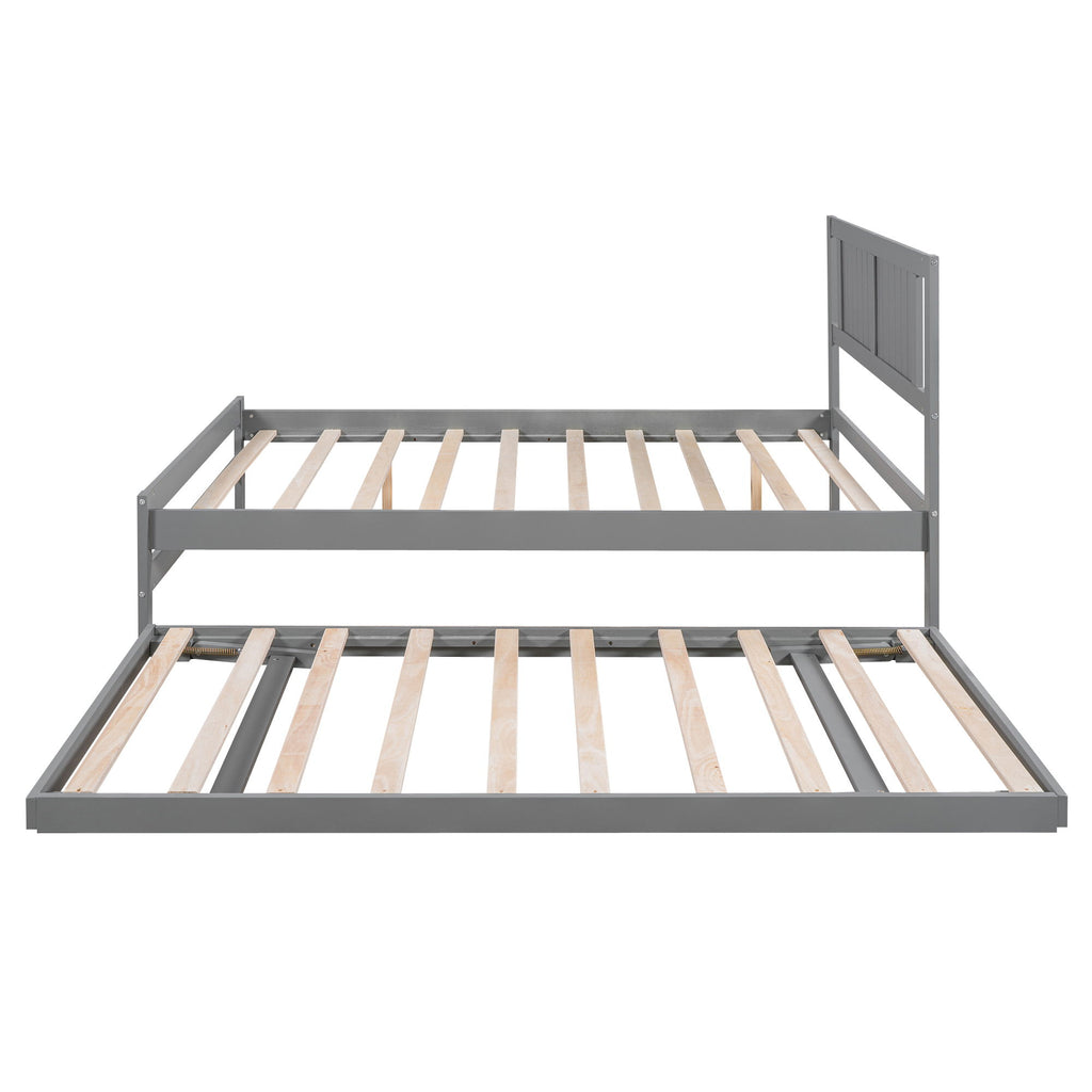 Platform Bed With Adjustable Trundle