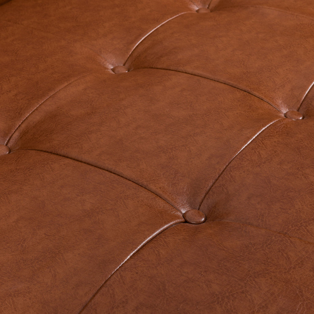 Adelaide - Tufted Sofa With Rolled Accent Pillows - Light Brown