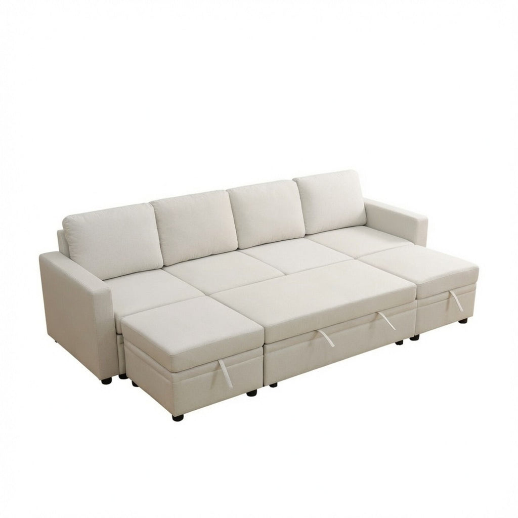 Extra Wide U - Shape Convertible Sleeper Sofa Bed With Dual Storage Ottoman