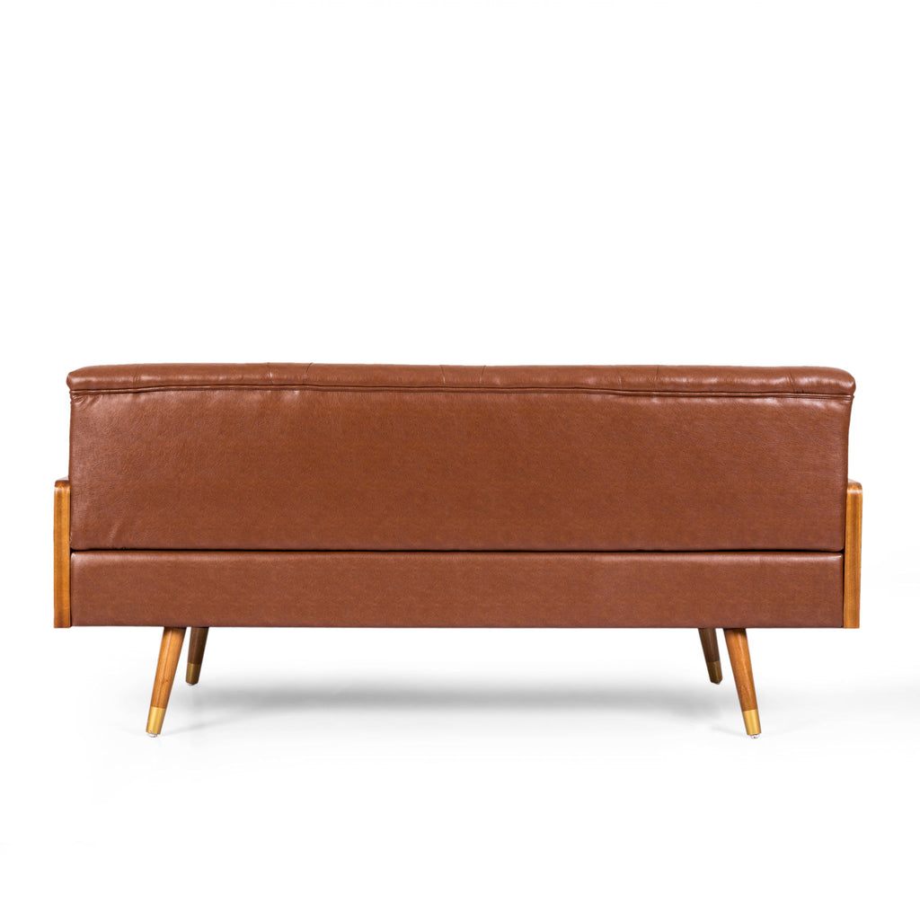 Adelaide - Tufted Sofa With Rolled Accent Pillows - Light Brown