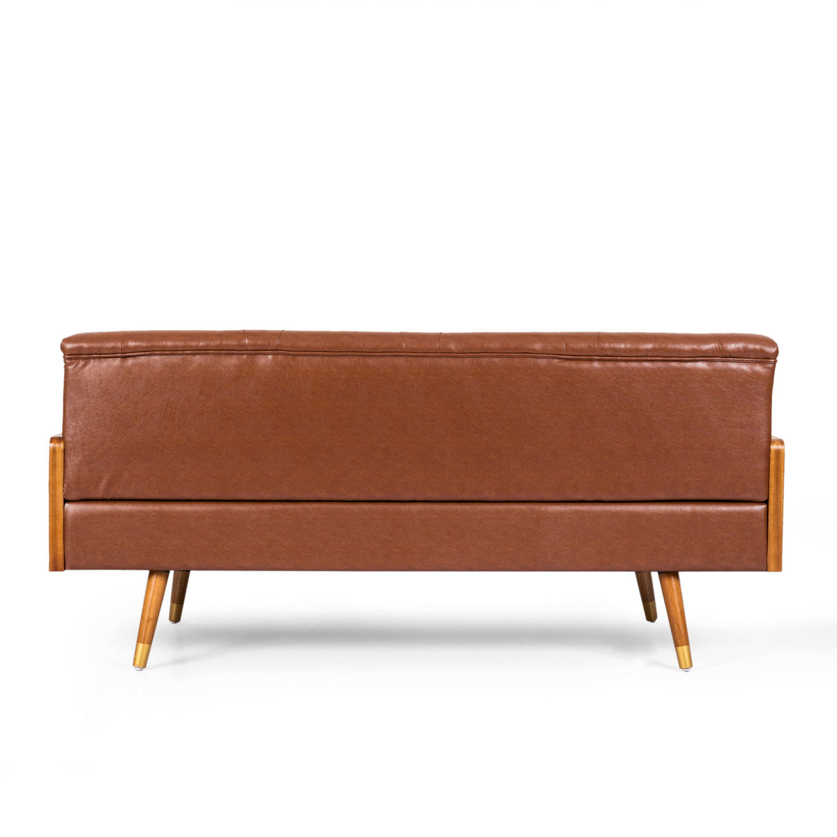Adelaide - Tufted Sofa With Rolled Accent Pillows - Light Brown