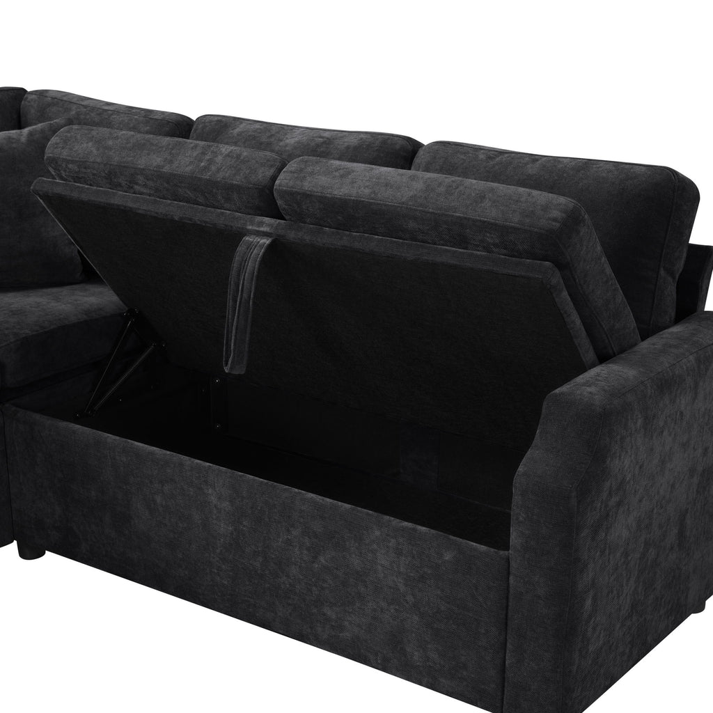 Modern L Shaped Sectional Sofa Bed With Hidden Storage Upholstery