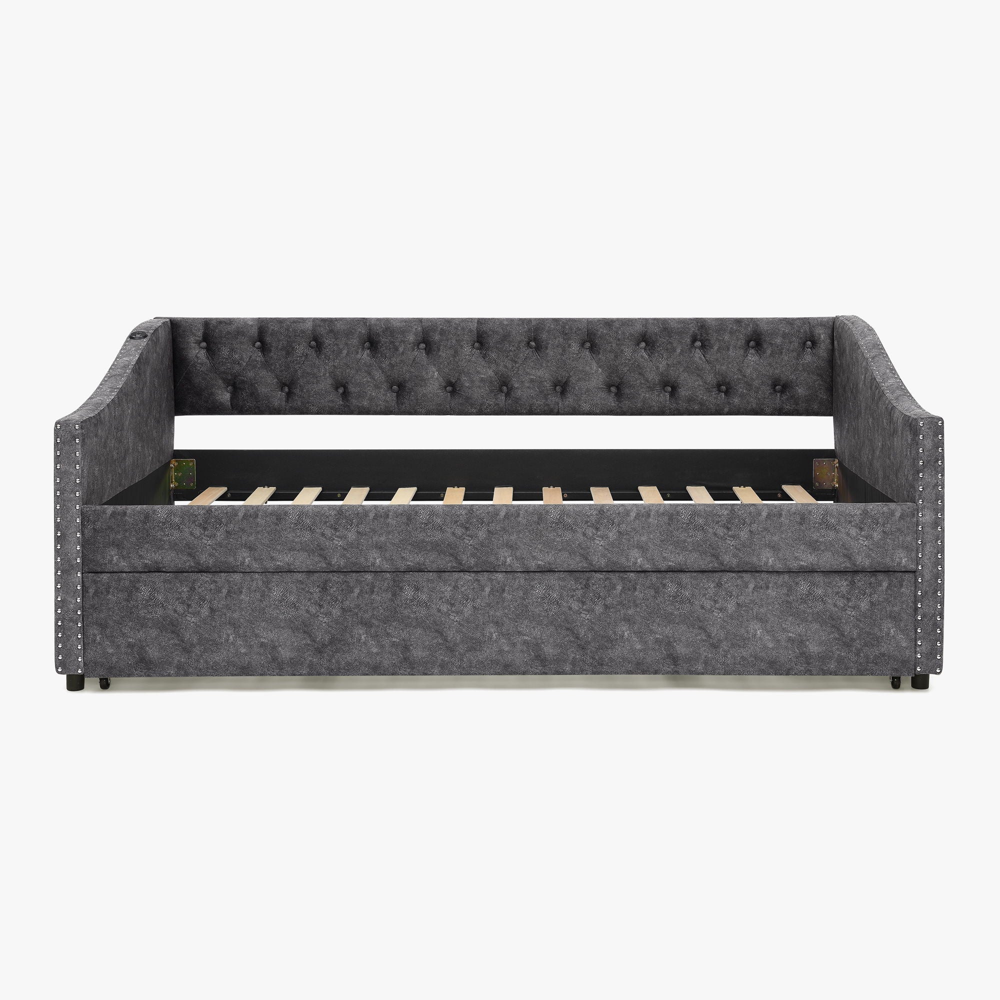 Upholstered Daybed With USB Charging & Pull Out Bed