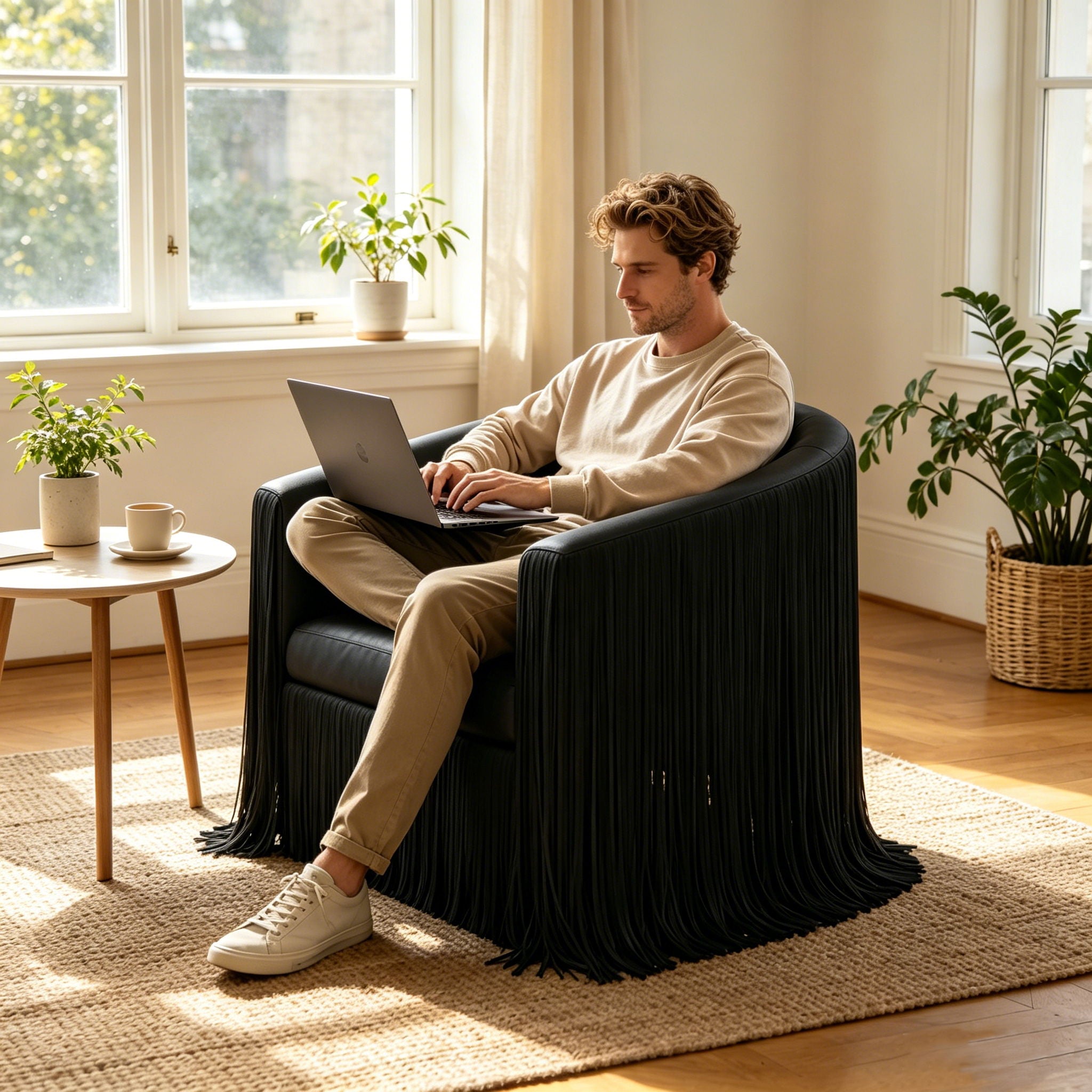 Isle - Swivel Chair With Fringe Accent