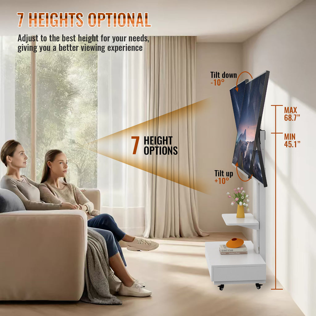 Adjustable Height Mobile TV Cart