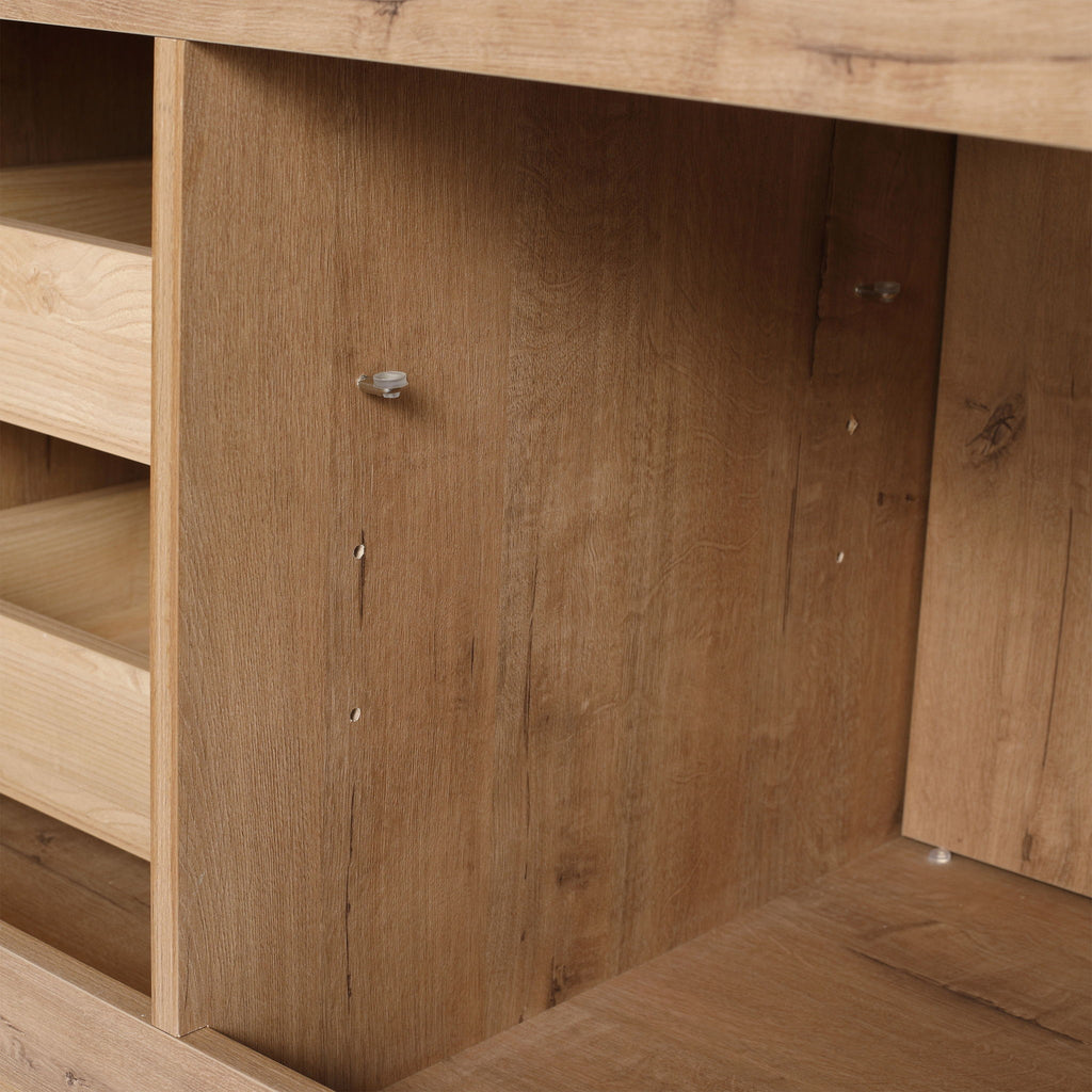 60" Freestanding Bathroom Vanity With Double Sink, Soft Close Doors, 3 Drawers - Imitative Oak