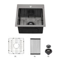 Topmount 16G Stainless Steel Kitchen Sink Deep Single Bowl - Gunmetal Black