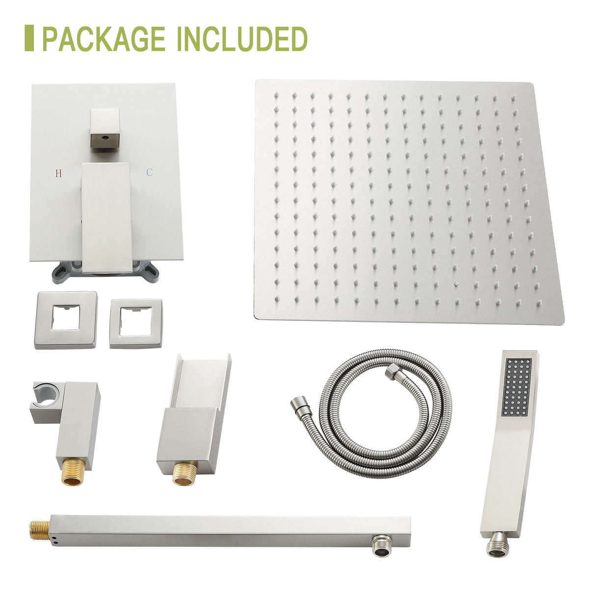 10" Wall Mounted Square Shower System With Rough In Valve