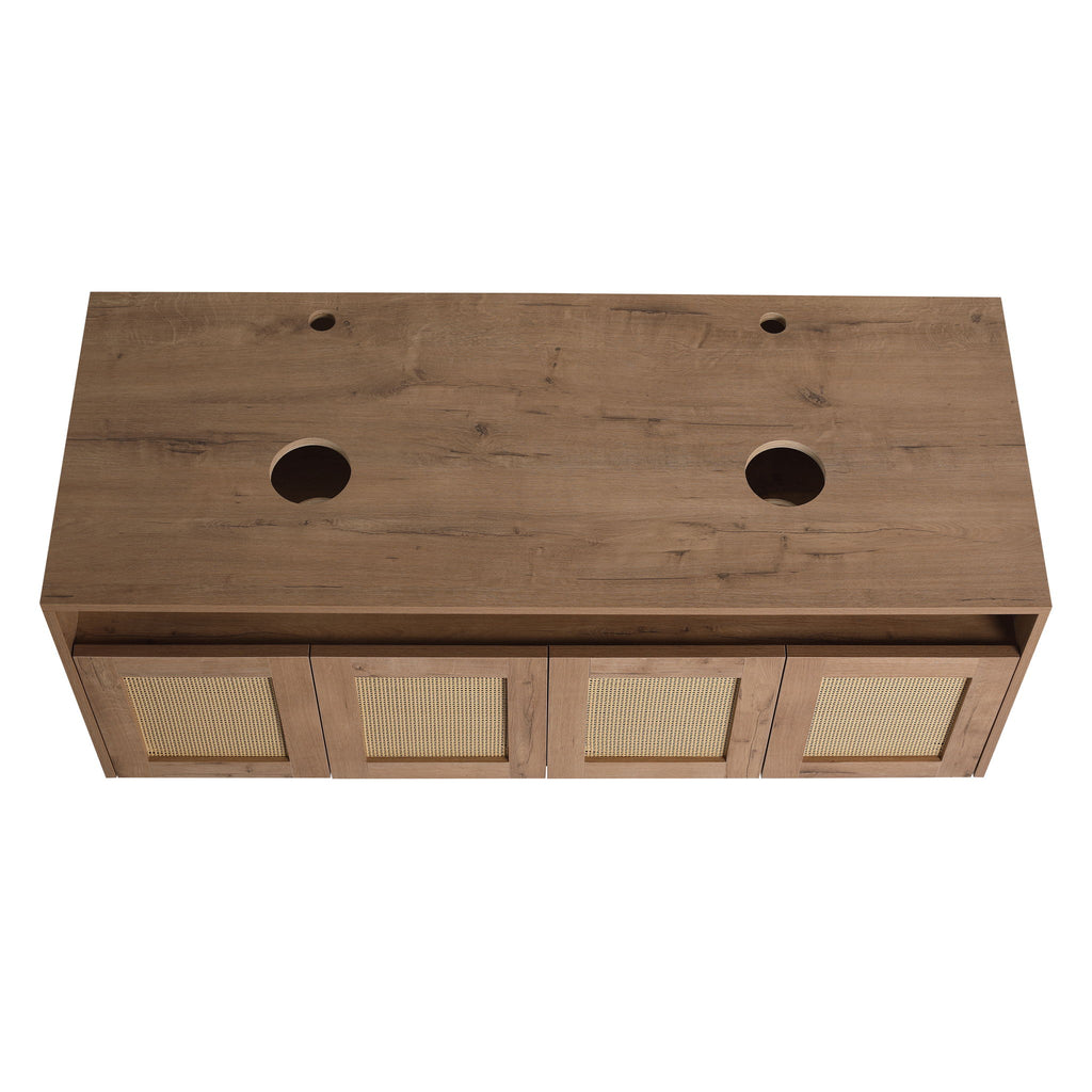 Bathroom Vanity With Art Sink, 2 Soft Close Doors, Float Mounting Design
