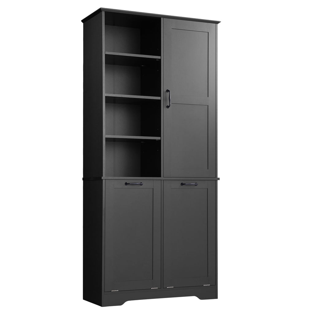 Freestanding Bathroom Storage Cabinet With Doors And Drawers, Adjustable Shelves, Tilt-Out Laundry Hamper
