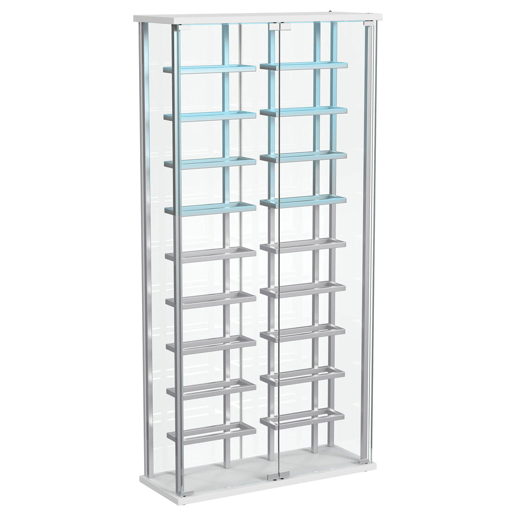 Wine Storage LED Curio Cabinet - Chrome