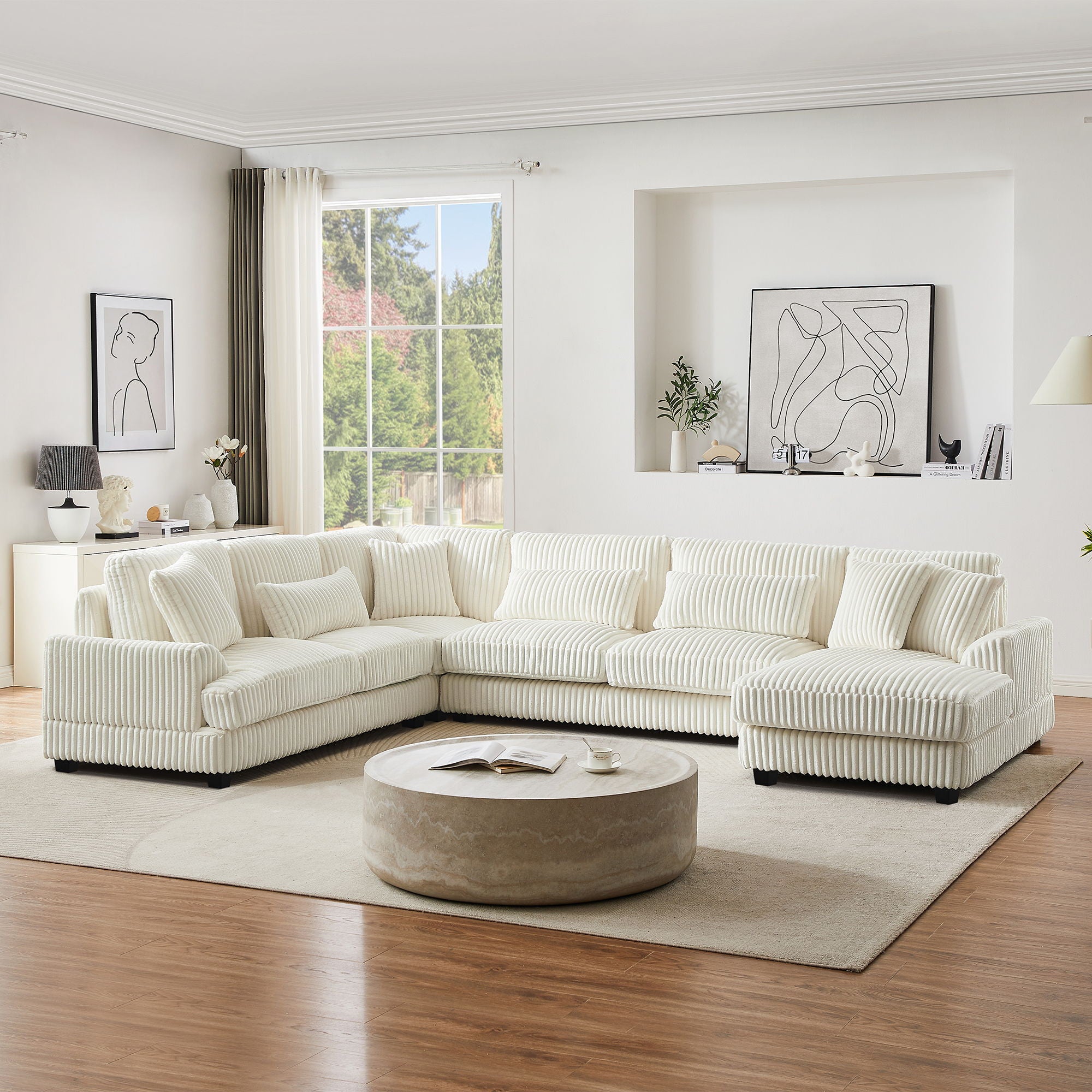Oversized Sectional Sofa U - Shaped Sofa Couch Modern Sofa Upholstered In Soft With A Chaise Lounge For Living Room