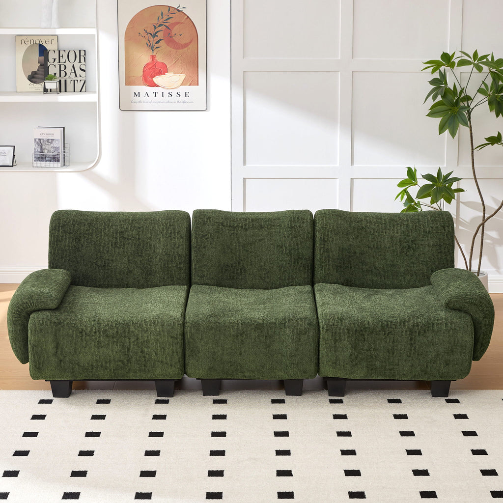 3 Seater Sofa Couch With Curved Armrests