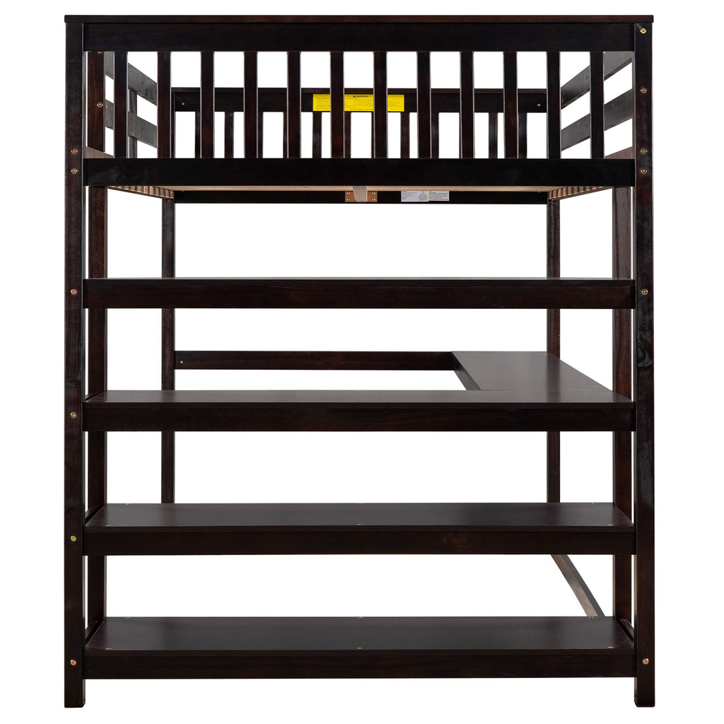 Loft Bed With Storage Shelves And Under Bed Desk