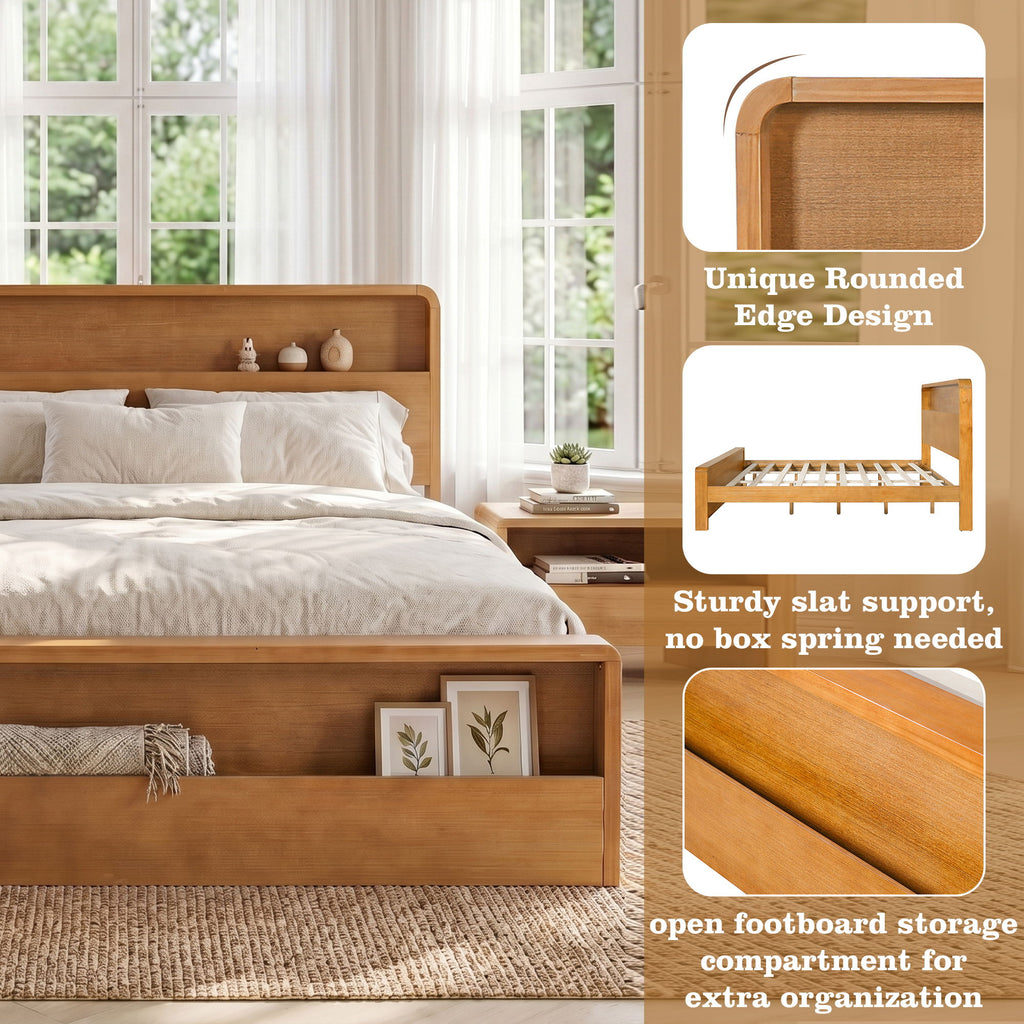 Bed Frame With Dual Open Storage Headboard And Footboard