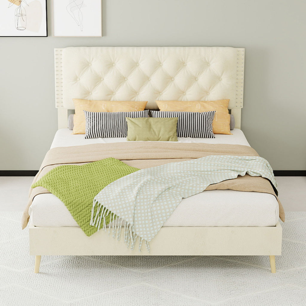 Upholstered Bed With Tufted Headboard