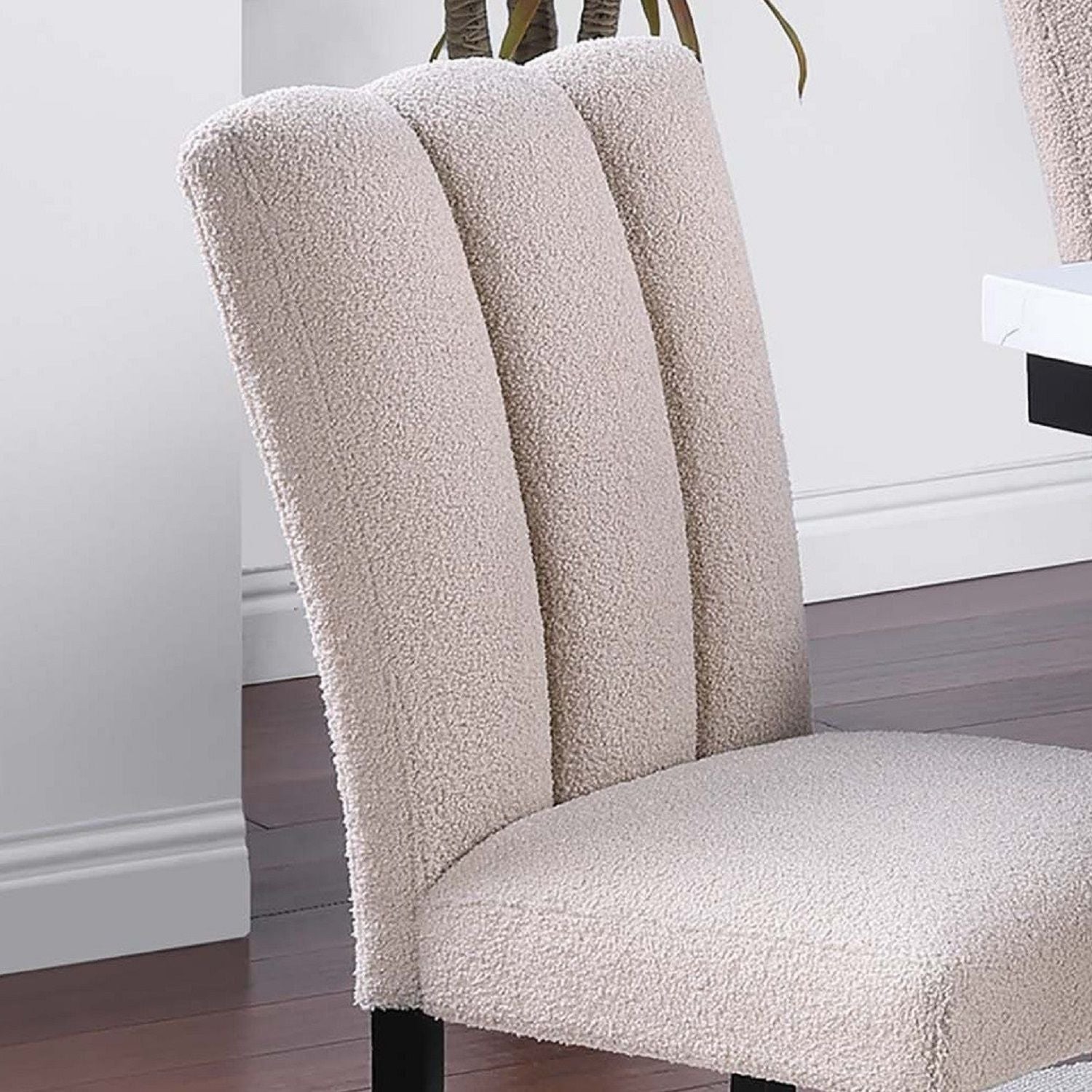 Upholstered Dining Chairs With Channel Tufting (Set of 2) - Black / Black / Neutral / Neutral