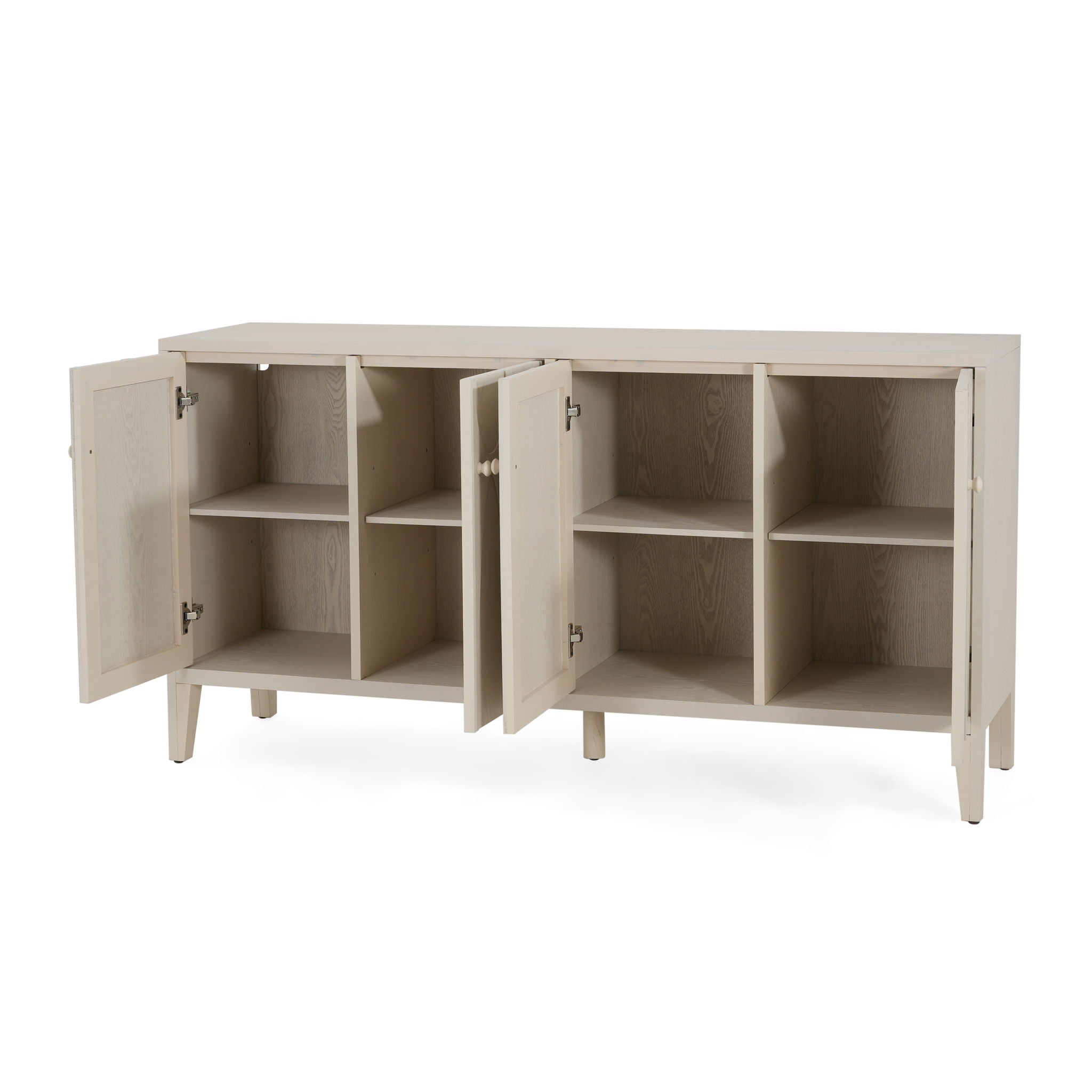 Wood Sideboard With Adjustable Shelves And Storage Cabinet - White Washed