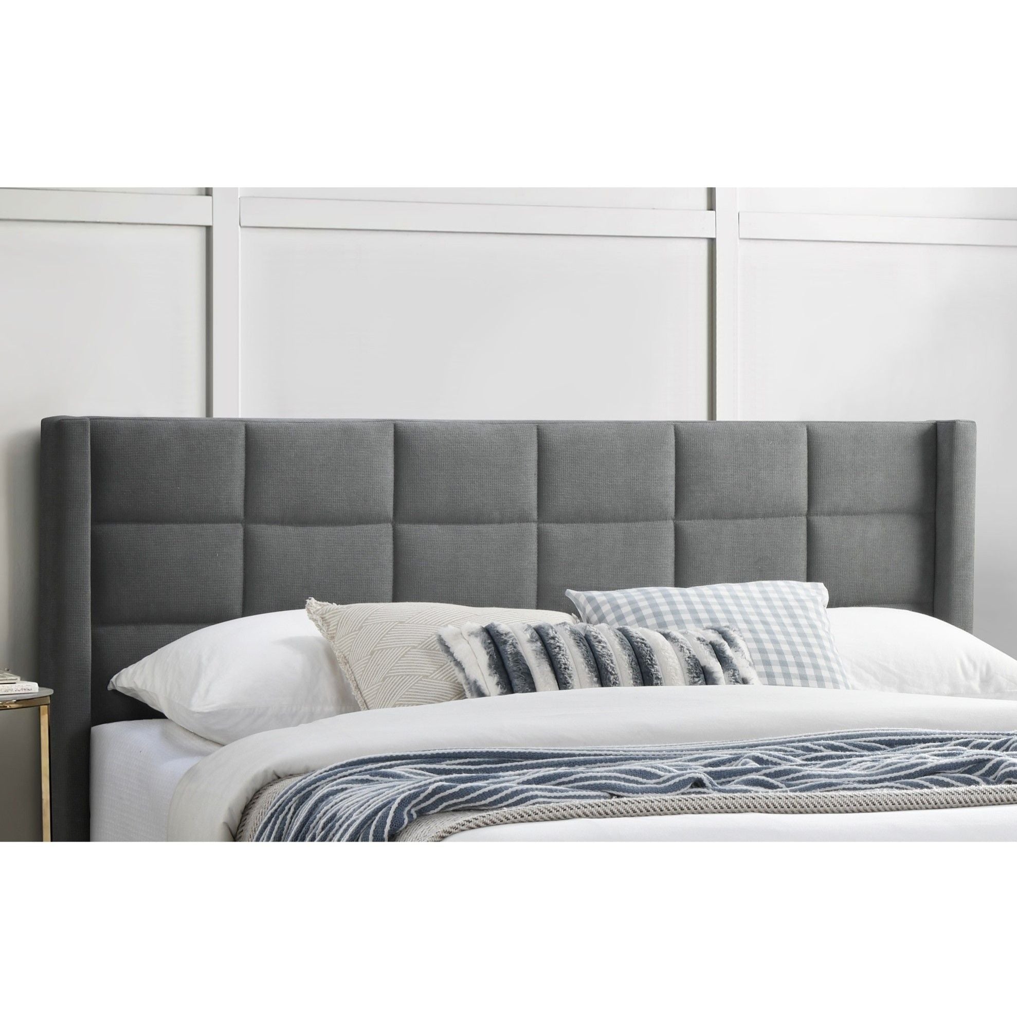 Full Size Bed Upholstered Box Headboard - Gray