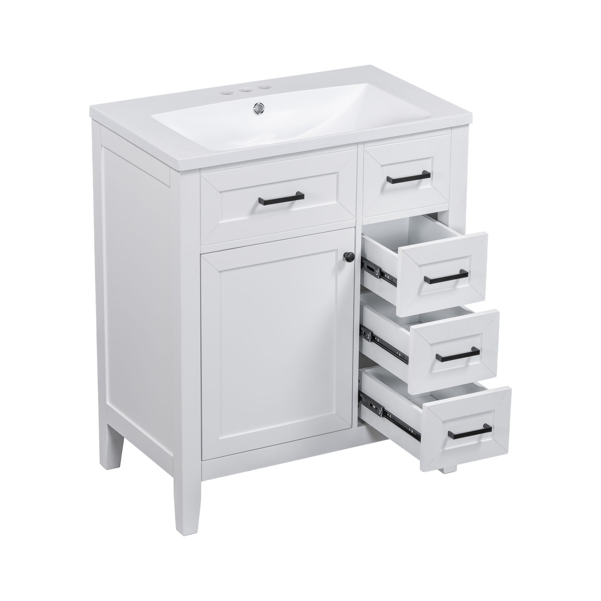 Modern Bathroom Vanity With Sink Combo, 3 Drawers, Undermount Drop-In Sink