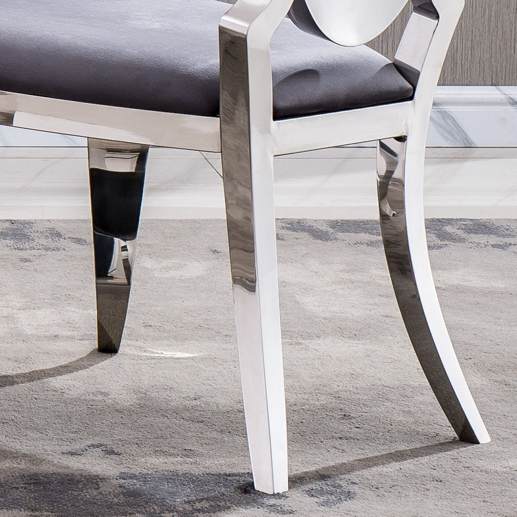 Dining Chair With Oval Backrest, Stainless Steel Legs (Set of 2)