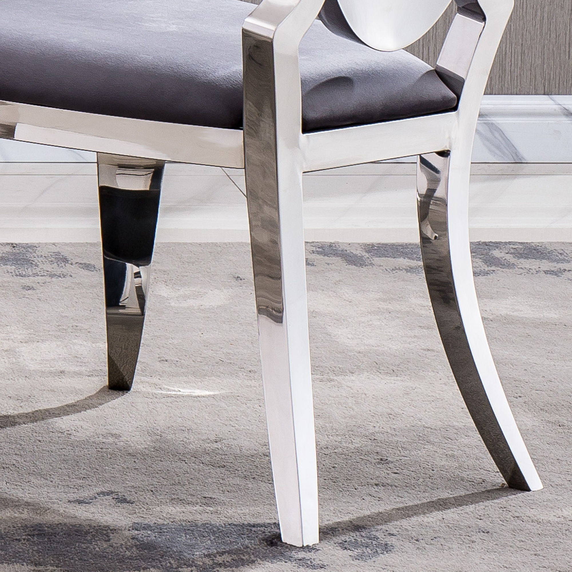 Dining Chair With Oval Backrest, Stainless Steel Legs (Set of 2)