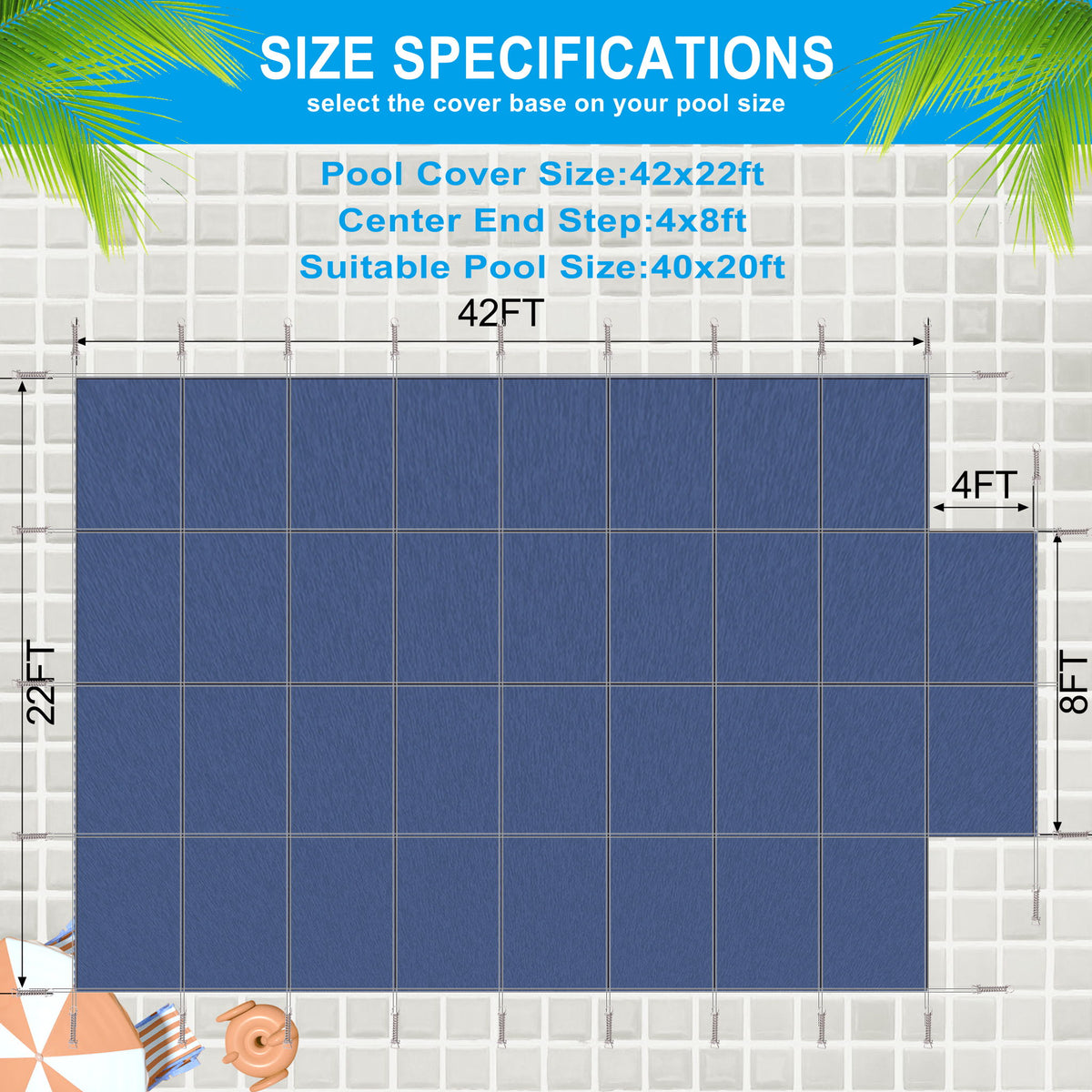 20 X 40 Ft High Strength Pool Safety Cover For Rectangular Inground Winter Swimming Pools