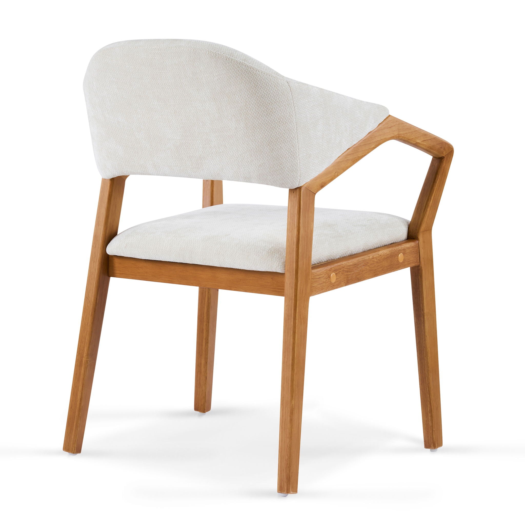 Indoor Upholstered Dining Armchair (Set of 2) - Beige / Teak