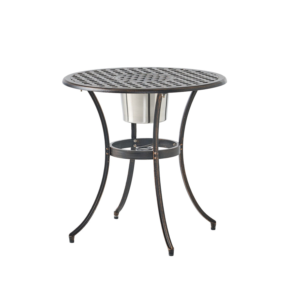 3 Piece Outdoor Aluminium Cast Bistro Set With Ice Bucket - Copper