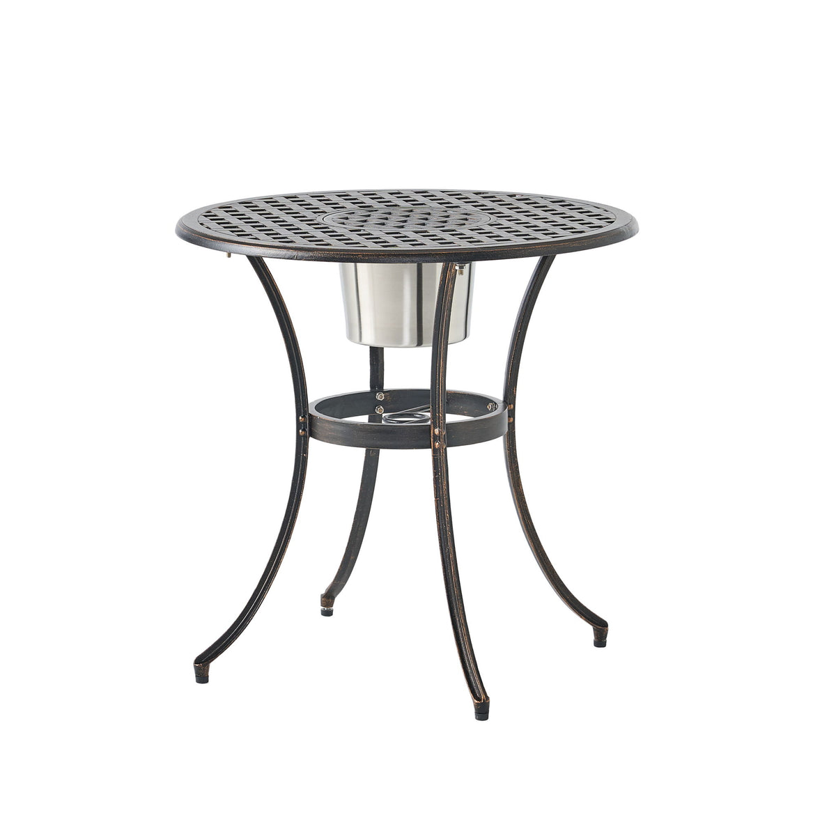 3 Piece Outdoor Aluminium Cast Bistro Set With Ice Bucket - Copper