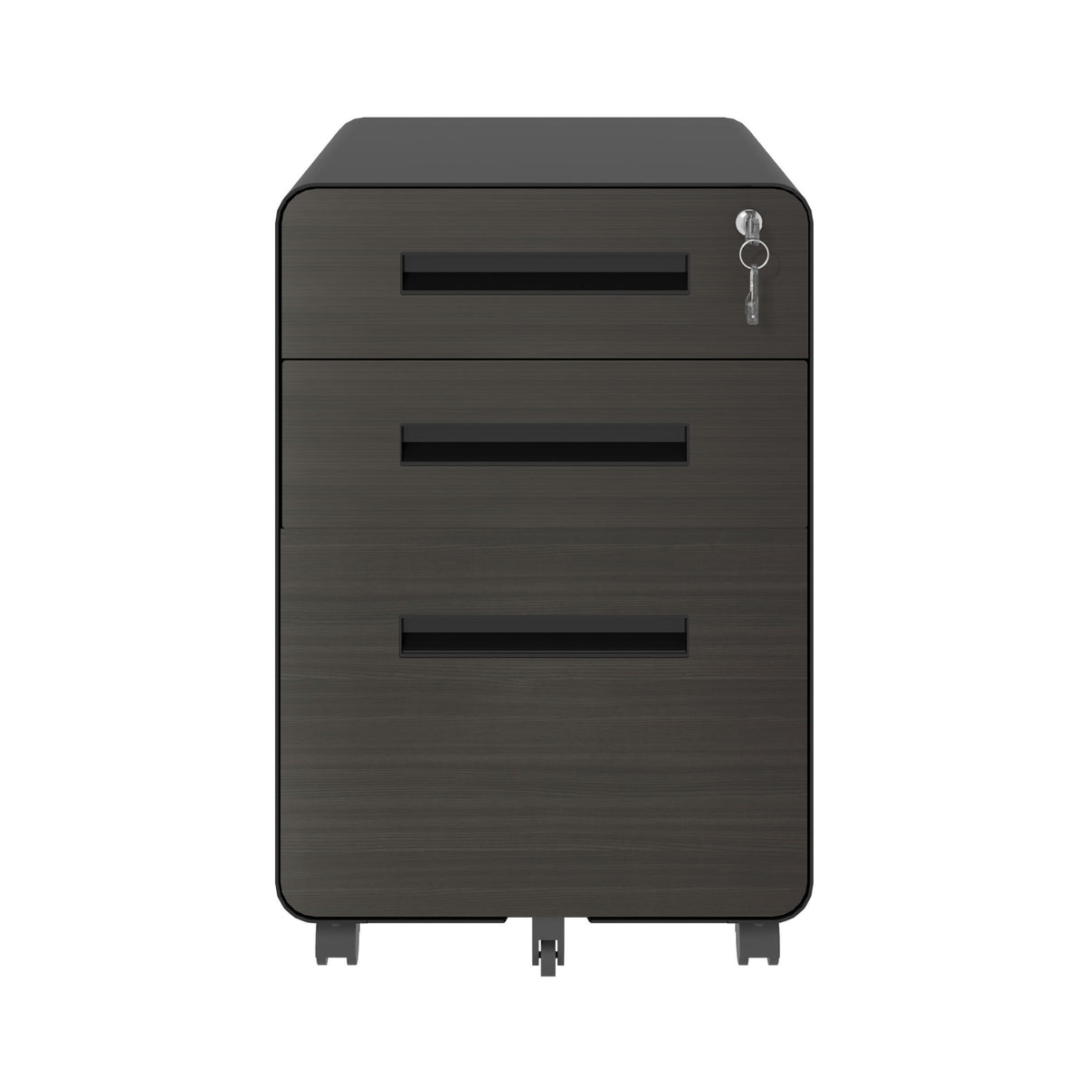 3-Drawer Mobile File Cabinet With Lock, On Casters, Holds A4/Letter Files
