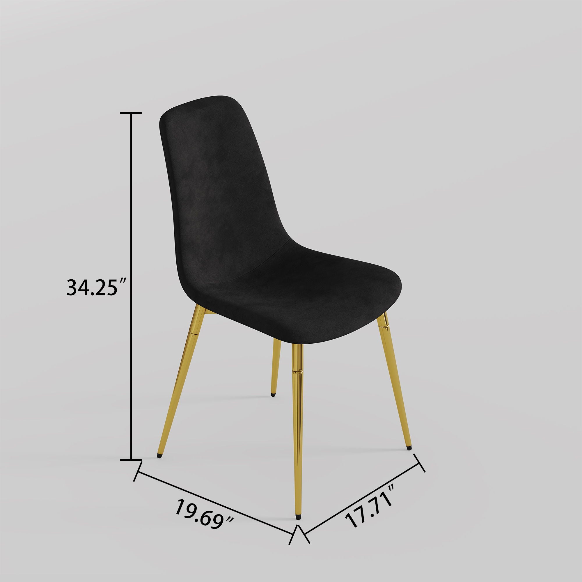 Fabric Dining Chairs, Upholstered Armless Accent Chairs, Classical Appearance And Metal Legs (Set of 4)