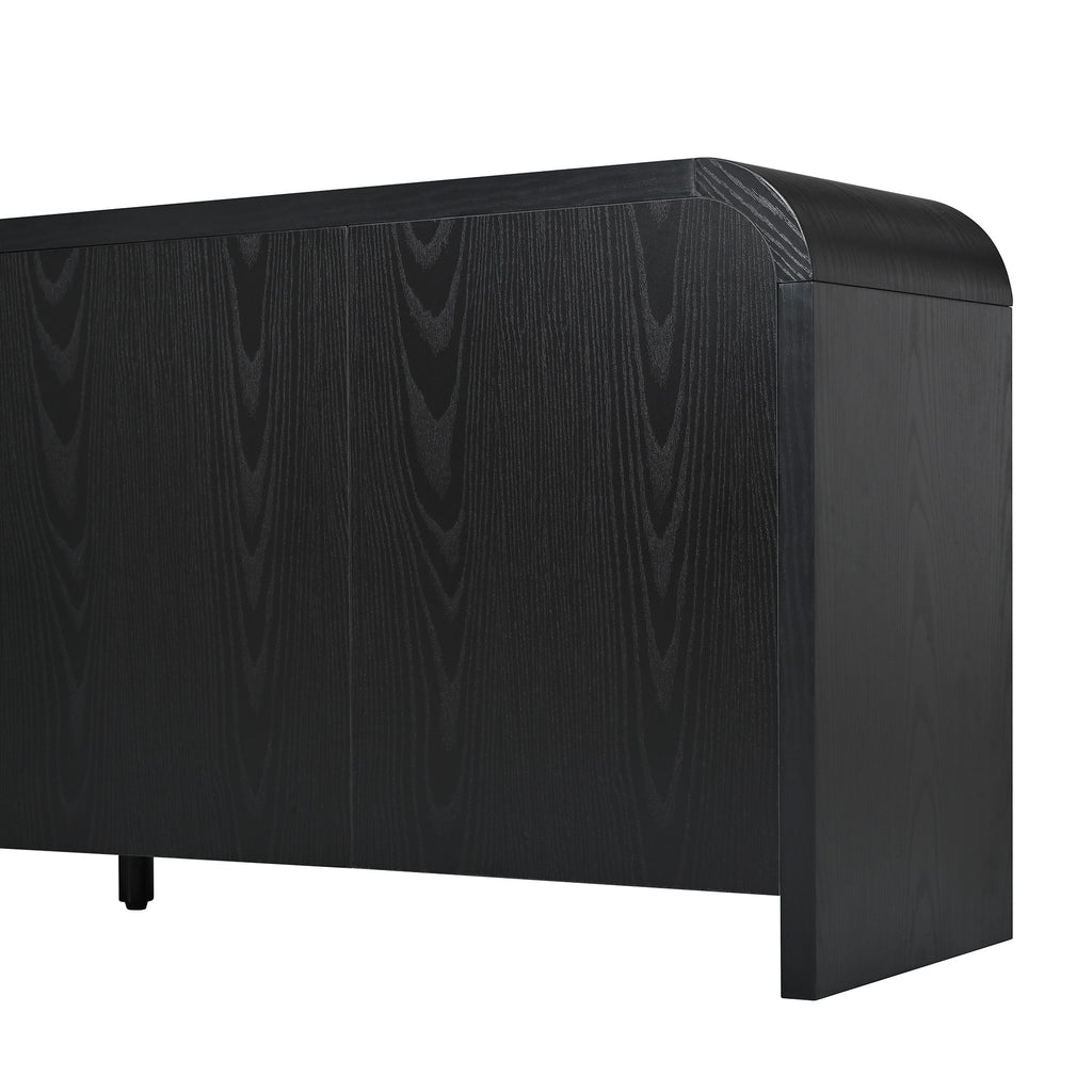 Curved Edge TV Stand With Large Cabinets