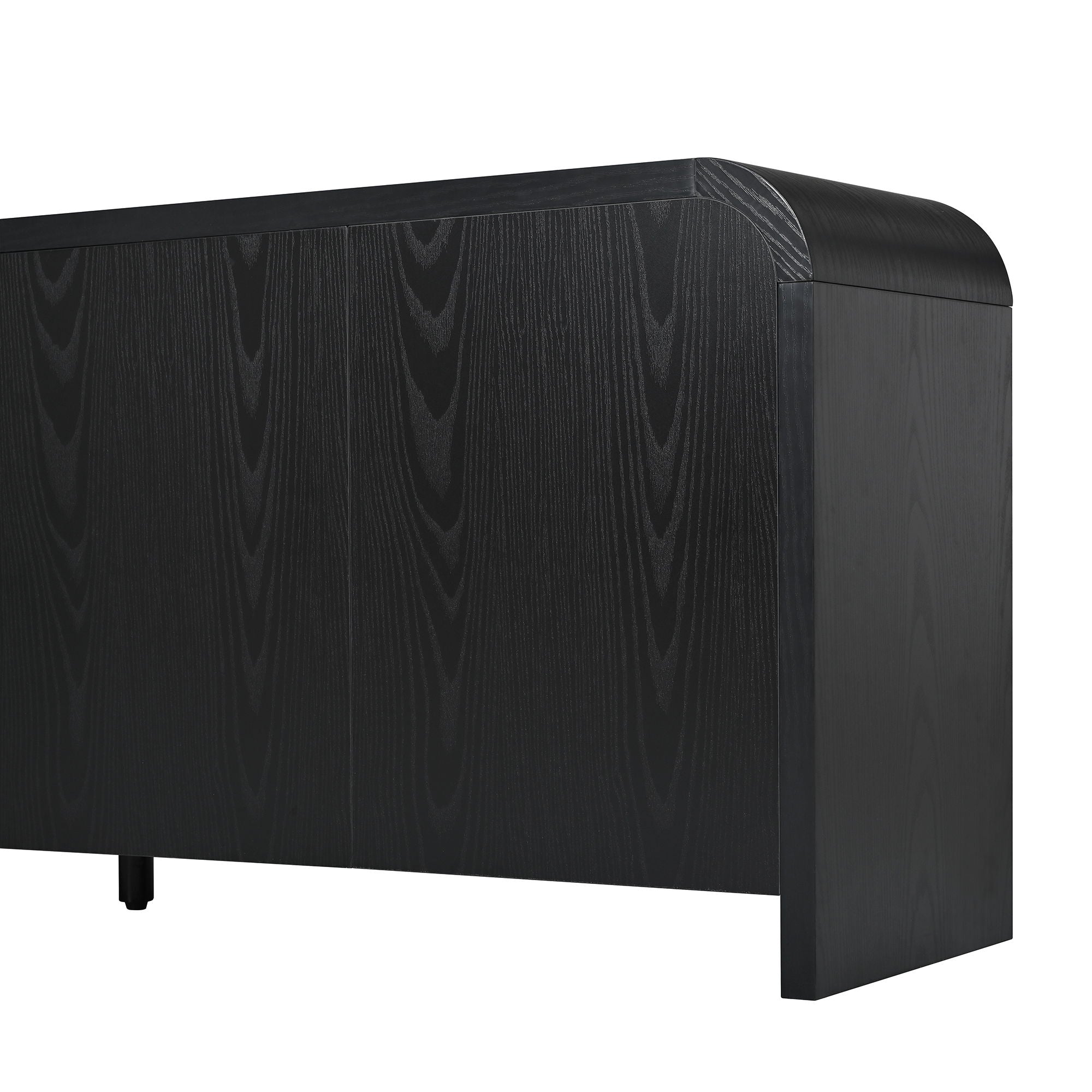 Curved Edge TV Stand With Large Cabinets