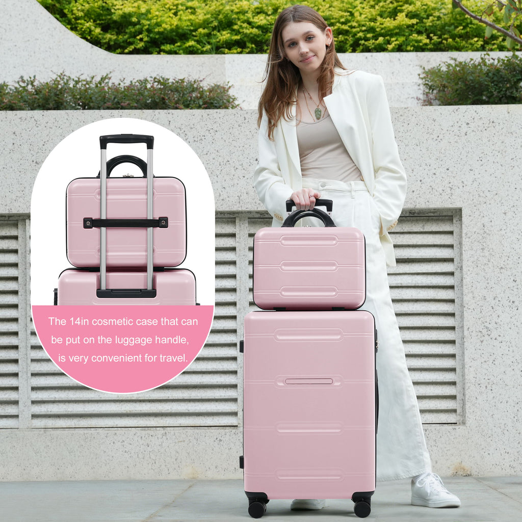 6 Piece Lightweight Hardshell Luggage Set With Double Spinner Wheels, Password Lock