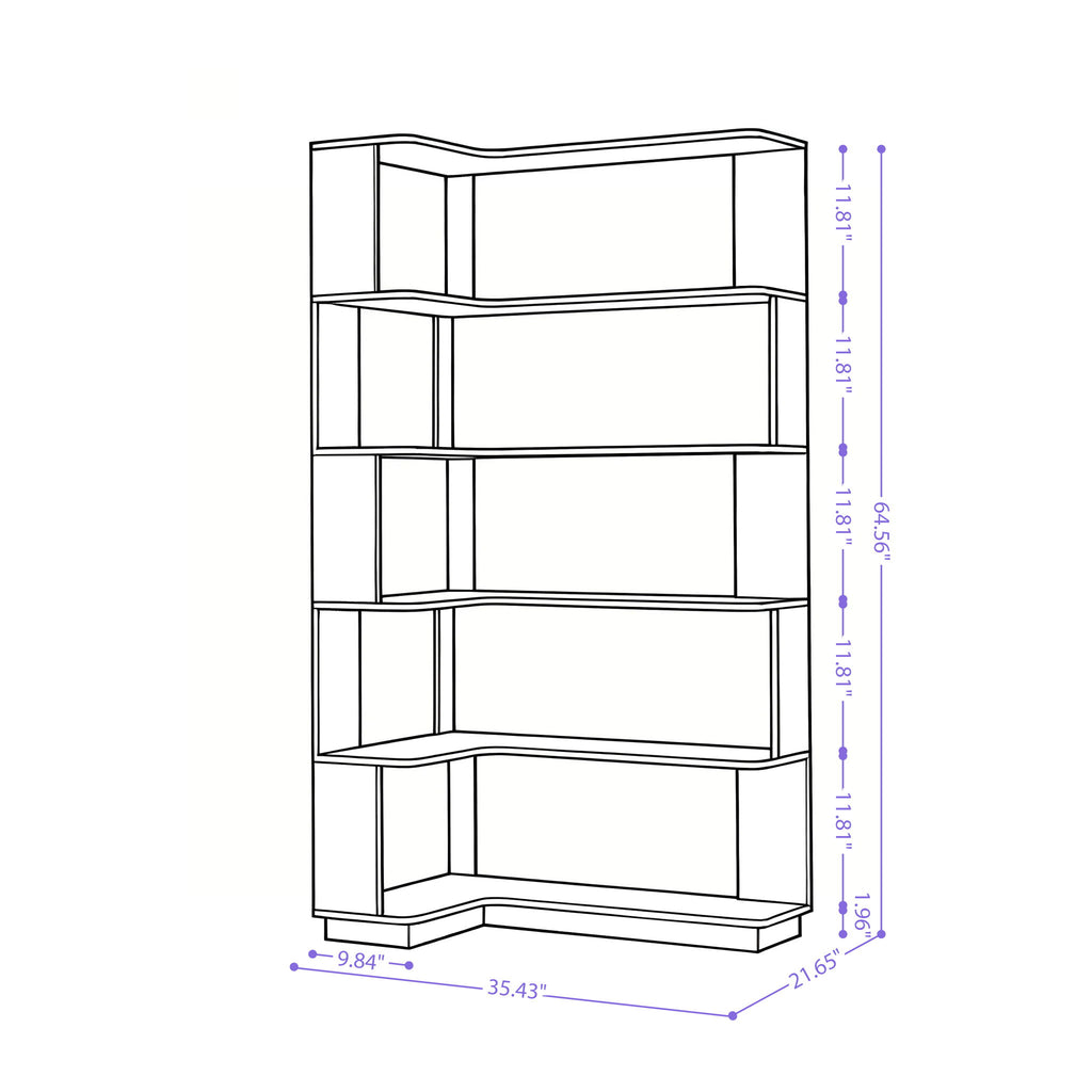 L-Shaped Design Corner Bookshelf